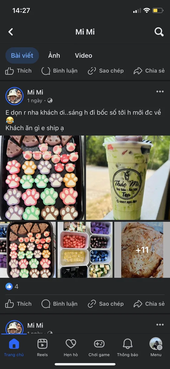 Tin nhắn học viên gửi ảnh thành phẩm cho trợ giảng
