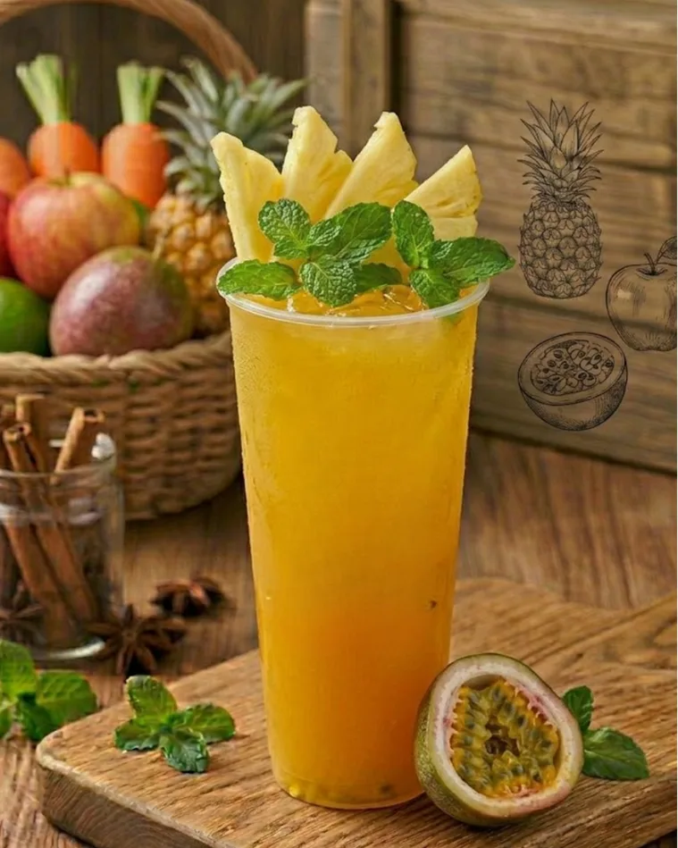 Ly nước ép thơm chanh dây
